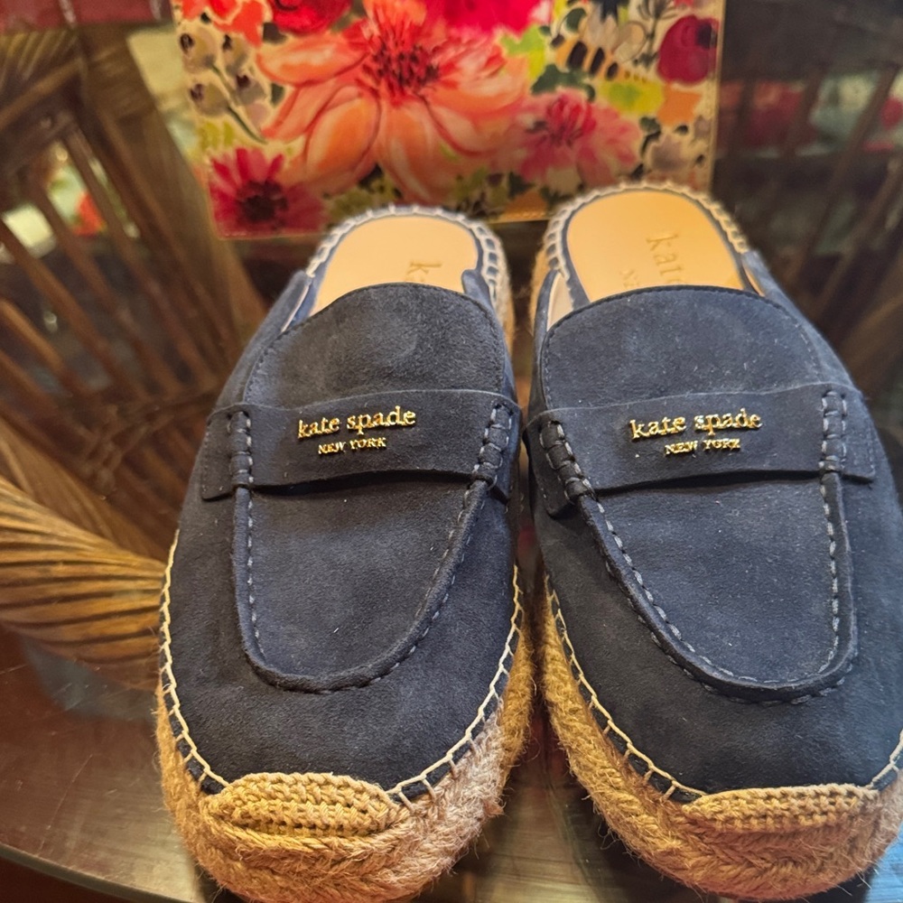 Kate Spade Navy Loafers with Espadrille Sole - Picture 1 of 5